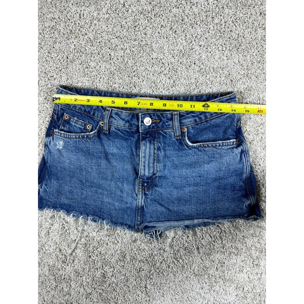 Zara Denim Micro Mini Shorts Womens US 2 Distressed Frayed Blue Jean - Picture 2 of 7